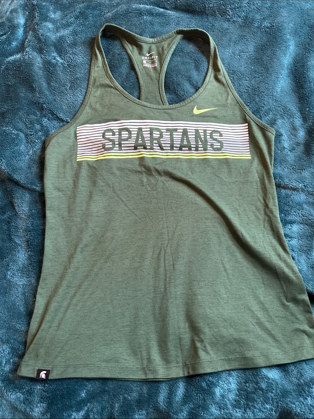 Nike Olive Green Spartans Racerback Tank with Swoosh